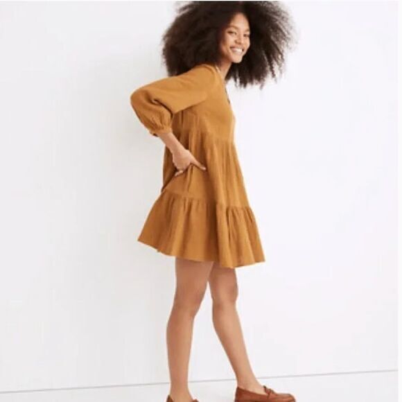 NEW Madewell Lightspun Colette Mini Dress, color:‎ gold. plus size 18W - Picture 3 of 16